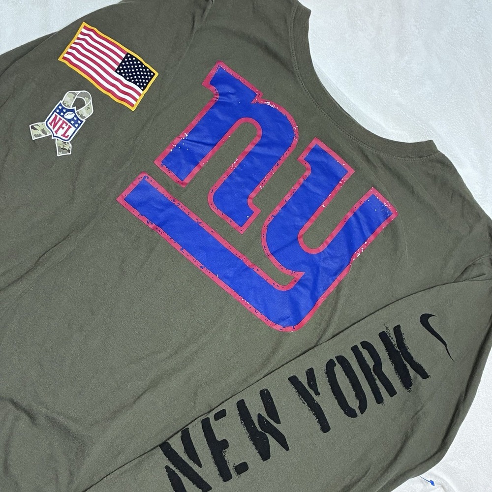 Nike New York Giants T Shirt Mens XL Green Salute to Service Long Sleeve NFL
